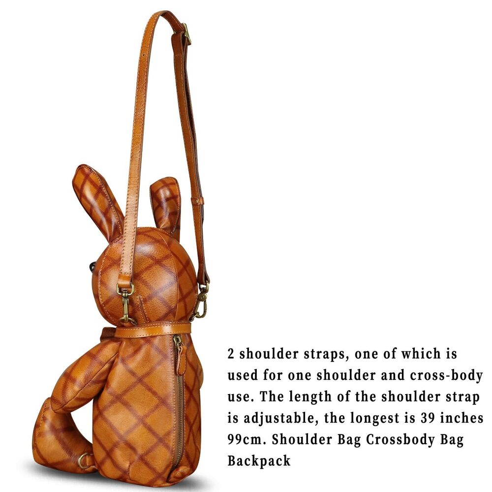 6798 Leather Backpack Kanpsack Rucksack Vintage Cute Rabbit Shape Crossbody - Picture 2 of 7